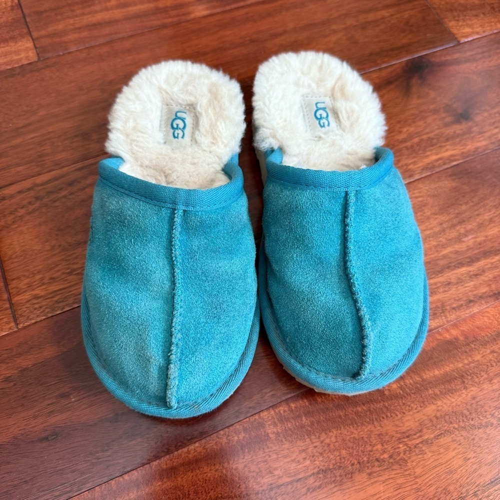 UGG Teal Suede Slippers